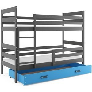 Patrová postel ERYK 80x160 cm, grafitová/modrá (Volba matrace: Pěnová matrace)