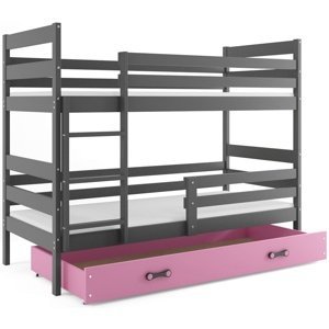 Patrová postel ERYK 80x160 cm, grafitová/růžová (Volba matrace: Pěnová matrace)