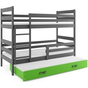 Patrová postel s přistýlkou ERYK 3 80x160 cm, grafitová/zelená (Volba matrace: Pěnová matrace)