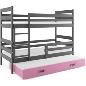 Patrová postel s přistýlkou ERYK 3 80x160 cm, grafitová/růžová (Volba matrace: Pěnová matrace)