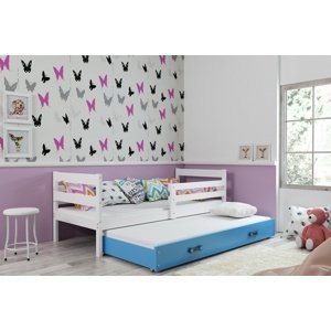 Dětská postel s přistýlkou ERYK 2 80x190 cm, bílá/modrá (Volba matrace: Pěnová matrace)