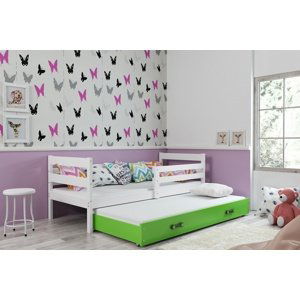 Dětská postel s přistýlkou ERYK 2 80x190 cm, bílá/zelená (Volba matrace: Pěnová matrace)