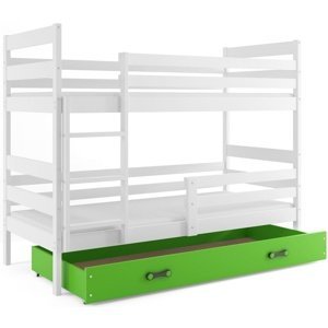 Patrová postel ERYK 80x160 cm, bílá/zelená (Volba matrace: Pěnová matrace)