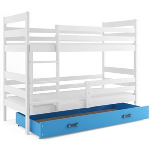 Patrová postel ERYK 80x190 cm, bílá/modrá (Volba matrace: Pěnová matrace)