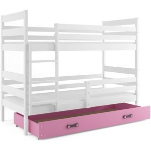 Patrová postel ERYK 90x200 cm, bílá/růžová (Volba matrace: Pěnová matrace)