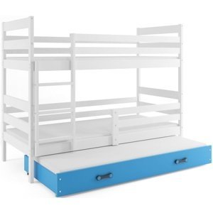 Patrová postel s přistýlkou ERYK 3 80x160 cm, bílá/modrá (Volba matrace: Pěnová matrace)