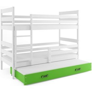 Patrová postel s přistýlkou ERYK 3 80x160 cm, bílá/zelená (Volba matrace: Pěnová matrace)