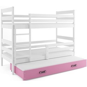 Patrová postel s přistýlkou ERYK 3 80x160 cm, bílá/růžová (Volba matrace: Pěnová matrace)