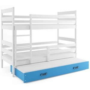 Patrová postel s přistýlkou ERYK 3 80x190 cm, bílá/modrá (Volba matrace: Pěnová matrace)
