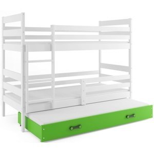 Patrová postel s přistýlkou ERYK 3 80x190 cm, bílá/zelená (Volba matrace: Pěnová matrace)