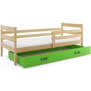 Dětská postel ERYK 1 80x190 cm, borovice/zelená (Volba matrace: Pěnová matrace)