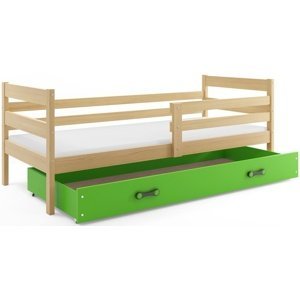 Dětská postel ERYK 1 90x200 cm, borovice/zelená (Volba matrace: Pěnová matrace)