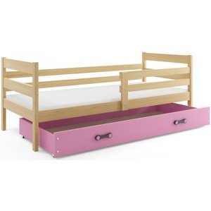 Dětská postel ERYK 1 90x200 cm, borovice/růžová (Volba matrace: Pěnová matrace)
