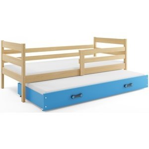 Dětská postel s přistýlkou ERYK 2 80x190 cm, borovice/modrá (Volba matrace: Pěnová matrace)