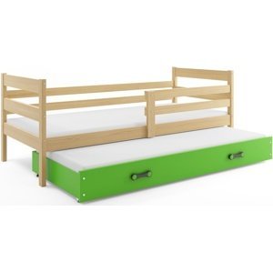 Dětská postel s přistýlkou ERYK 2 80x190 cm, borovice/zelená (Volba matrace: Pěnová matrace)