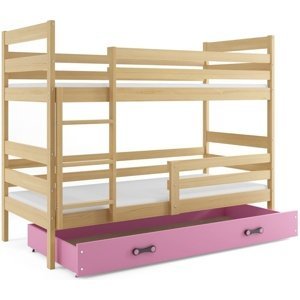 Patrová postel ERYK 80x160 cm, borovice/růžová (Volba matrace: Pěnová matrace)