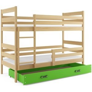Patrová postel ERYK 80x160 cm, borovice/zelená (Volba matrace: Pěnová matrace)
