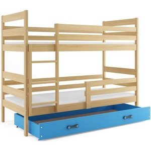 Patrová postel ERYK 80x160 cm, borovice/modrá (Volba matrace: Pěnová matrace)