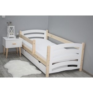 Dětská postel Mela 80x160cm borovice, bílá, rošt a úložný prostor
