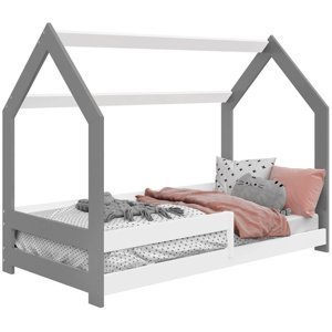 Dětská postel Domek 80x160 cm D5 + rošt a matrace ZDARMA - šedá / bílá