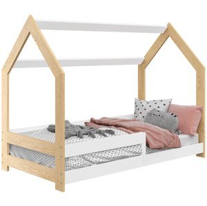 Dětská postel Domek 80x160 cm D5 + rošt a matrace ZDARMA - borovice / bílá