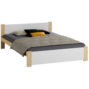 Dřevěná postel DMD 3, 140x200 + rošt ZDARMA, borovice / bílá