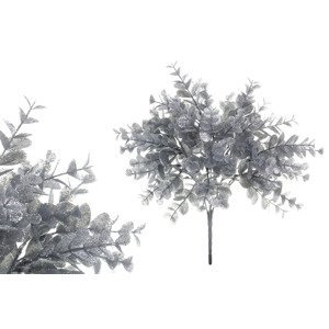 Eukalyptus, květina umělá plastová, barva stříbrná ojíněná SG6062-SIL, sada 4 ks