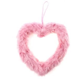 Srdce, dekorace z peří, barva růžová AK1902-PINK