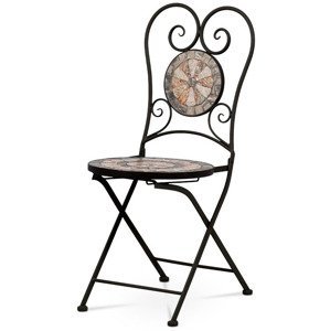 Zahradní židle, keramická mozaika, kovová konstrukce, černý matný lak JF2226 - 1ks