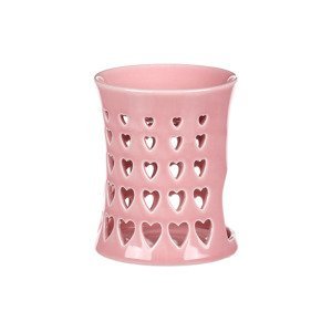 Aroma lampa s motivem srdíček, růžová barva, porcelán. ARK3519-PINK