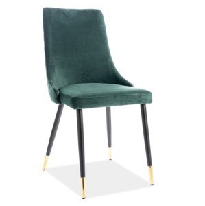 Jídelní čalouněná židle NOPI velvet zelená/černá/zlatá