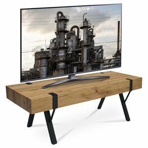 TV stolek 120x44x40 cm, MDF deska, 3D dekor divoký dub, kov - černý lak AHG-262 OAK