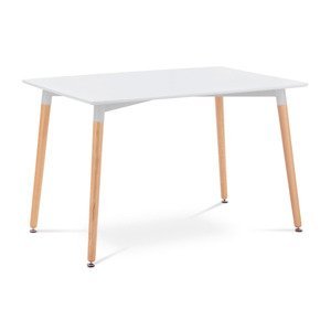 Jídelní stůl 120x80x76 cm, MDF / kovová kostrukce - bílý matný lak, dřevěné nohy DT-705 WT