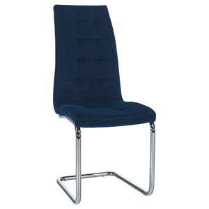 Jídelní židle, modrá Velvet látka / chrom, SALOMA NEW