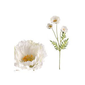 Mák s třemi květy, bílá barva. UKK210-WH