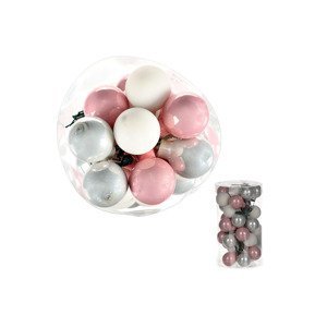 Ozdoby skleněné na drátku, růžovo-bílé barvy, pr.2.5cm, cena za 1 balení (36ks) VAK103-2,5