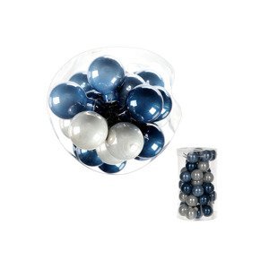 Ozdoby skleněné na drátku, modro-bílé barvy, pr.2.5cm, cena za 1 balení(36ks) VAK108-2,5