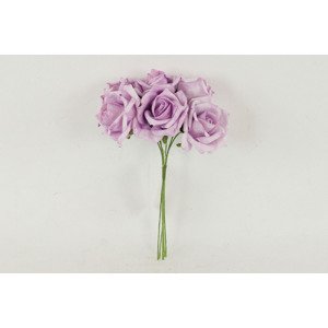 Růžičky, puget 6ks, barva fialová. Květina umělá pěnová. PRZ755522, sada 2 ks