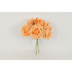 Růžičky, puget 6ks, barva oranžová. Květina umělá pěnová. PRZ755546, sada 2 ks