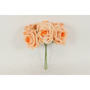 Růžičky, puget 6ks, barva lososvá. Květina umělá pěnová. PRZ755553, sada 2 ks