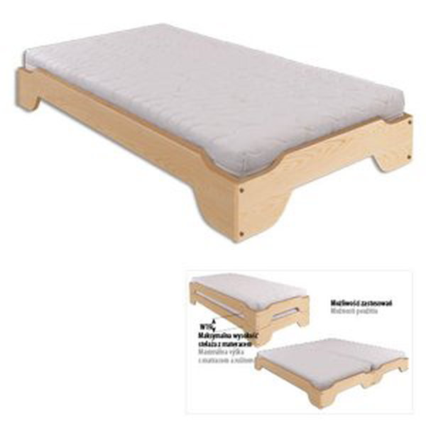 Dřevěná postel LK138, 90x200, borovice (Barva dřeva: Olše)