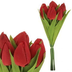 Puget tulipánů, 7 květů, barva červená. KN6121 RED, sada 6 ks