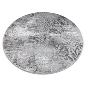 Moderní MEFE koberec kulatý 8724 Ornament vintage - Strukturální, dvě úrovně rouna šedá (Velikost: kruh 120 cm)