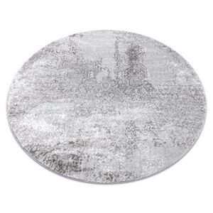 Moderní MEFE koberec kulatý 8731 Vintage - Strukturální, dvě úrovně rouna šedá (Velikost: kruh 100 cm)