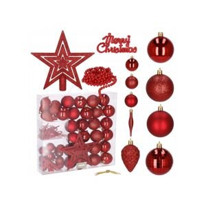 Maxi 53 dílná sada vánočních ozdob červená