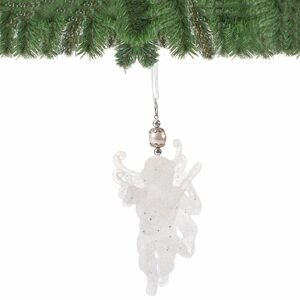 Vánoční ozdoba - Tančící anděl s perlou bílý, 13cm