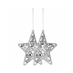 Vánoční ozdoby - Hvězda, stříbrná, sada 2ks