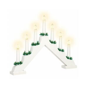 LED vánoční svícen - 7 svíček, 30cm, 2xAA, bílý