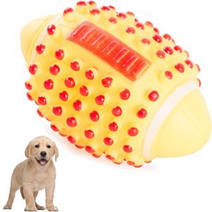 Hračka pro psa se pískacím gumovým žvýkačkou a ragbyovým míčem