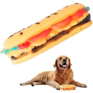 Hračka pro psa s pískající gumovou hamburgerovou žvýkačkou